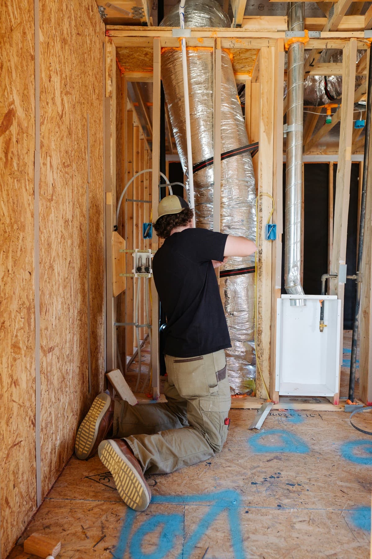 New construction HVAC ductwork and furnace installation
